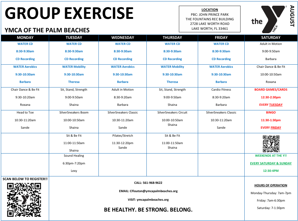 Fountains Bldg. Schedule