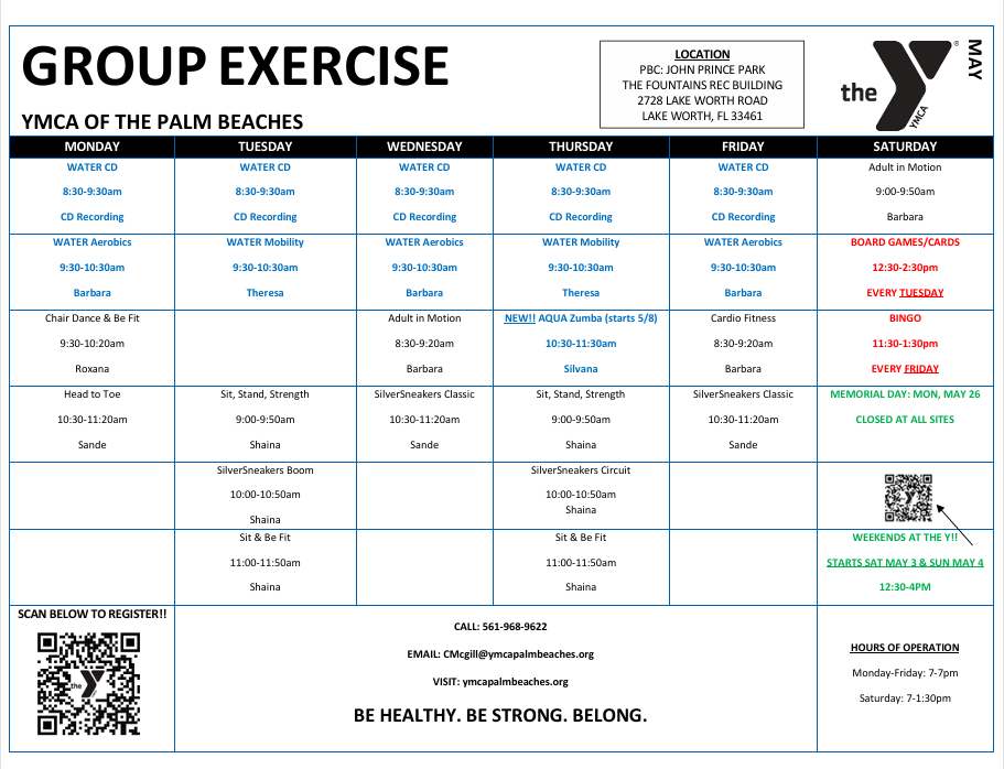 Fountains Bldg. Schedule