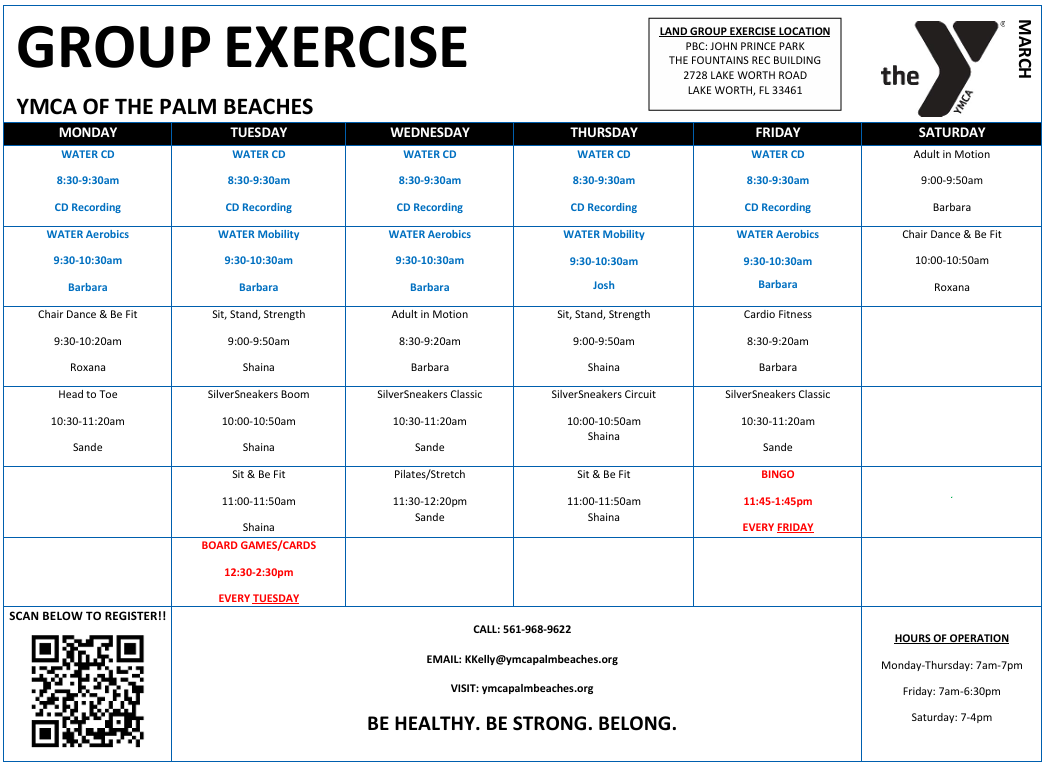 Fountains Bldg. Schedule